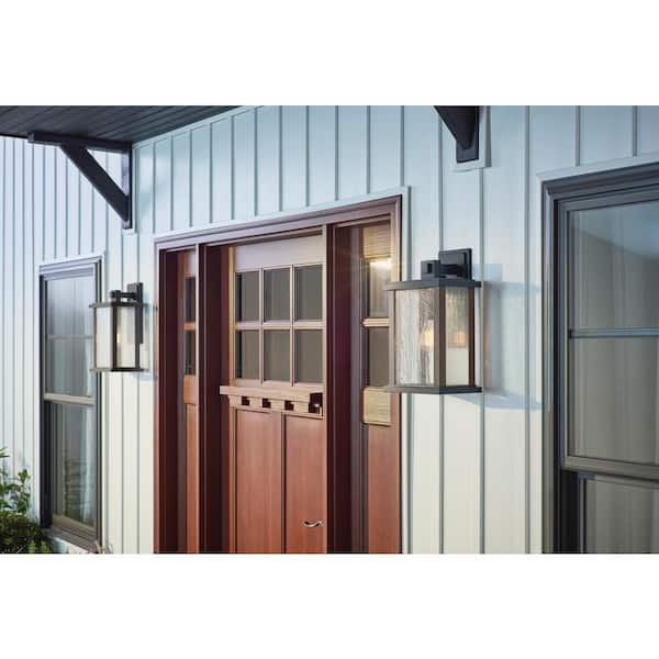 Marimount 17 in. 1-Light Black Outdoor Hardwired Wall Lantern Sconce with No Bulbs Included (1-Pack)