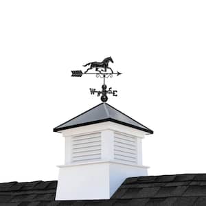 Coventry 30 in. x 30 in. Square x 66 in. High Vinyl Cupola with Black Aluminum Roof and Black Aluminum Horse Weathervane