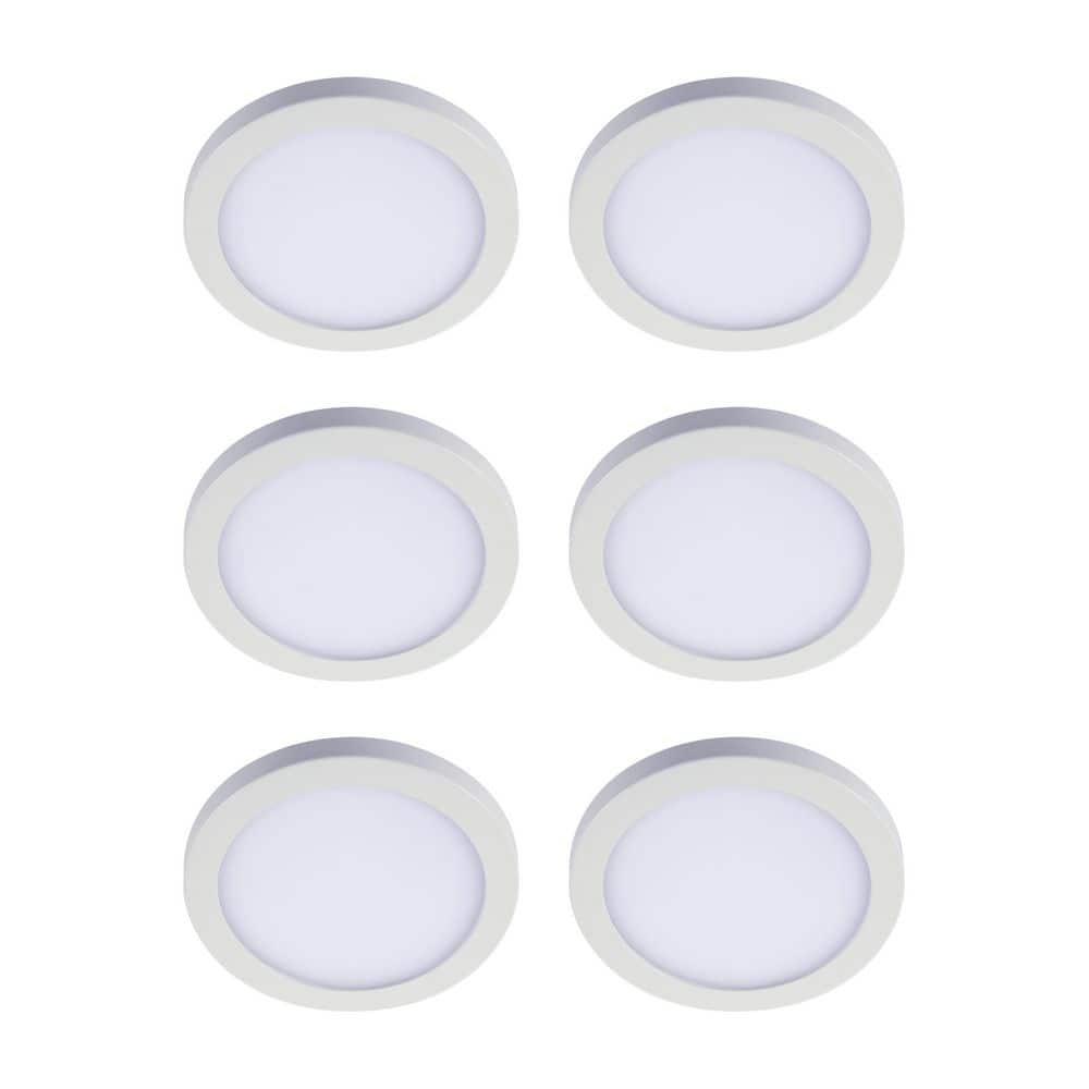 SMD4 Round 4 in. Matte White Indoor Integrated LED Flush Mount Selectable Color Temperature 2700K-5000K 780 Lumen 6-Pack price history on PriceWatchPro