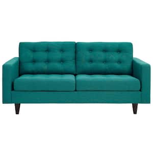 Empress 73 in. Teal Polyester 2-Seat Loveseat with Removable Cushions