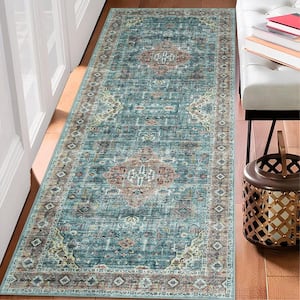 Ultra Soft Taupe/Green 2 ft. x 6 ft. Persian Runner Rug