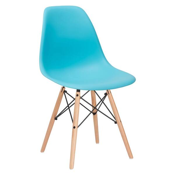 Poly and Bark Vortex Aqua Side Chair with Natural Legs