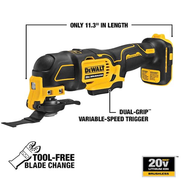 DEWALT DCS354Q1 ATOMIC 20V MAX Lithium-Ion Cordless Oscillating Tool Kit with 4.0Ah Battery, Charger and Kit Bag - 3