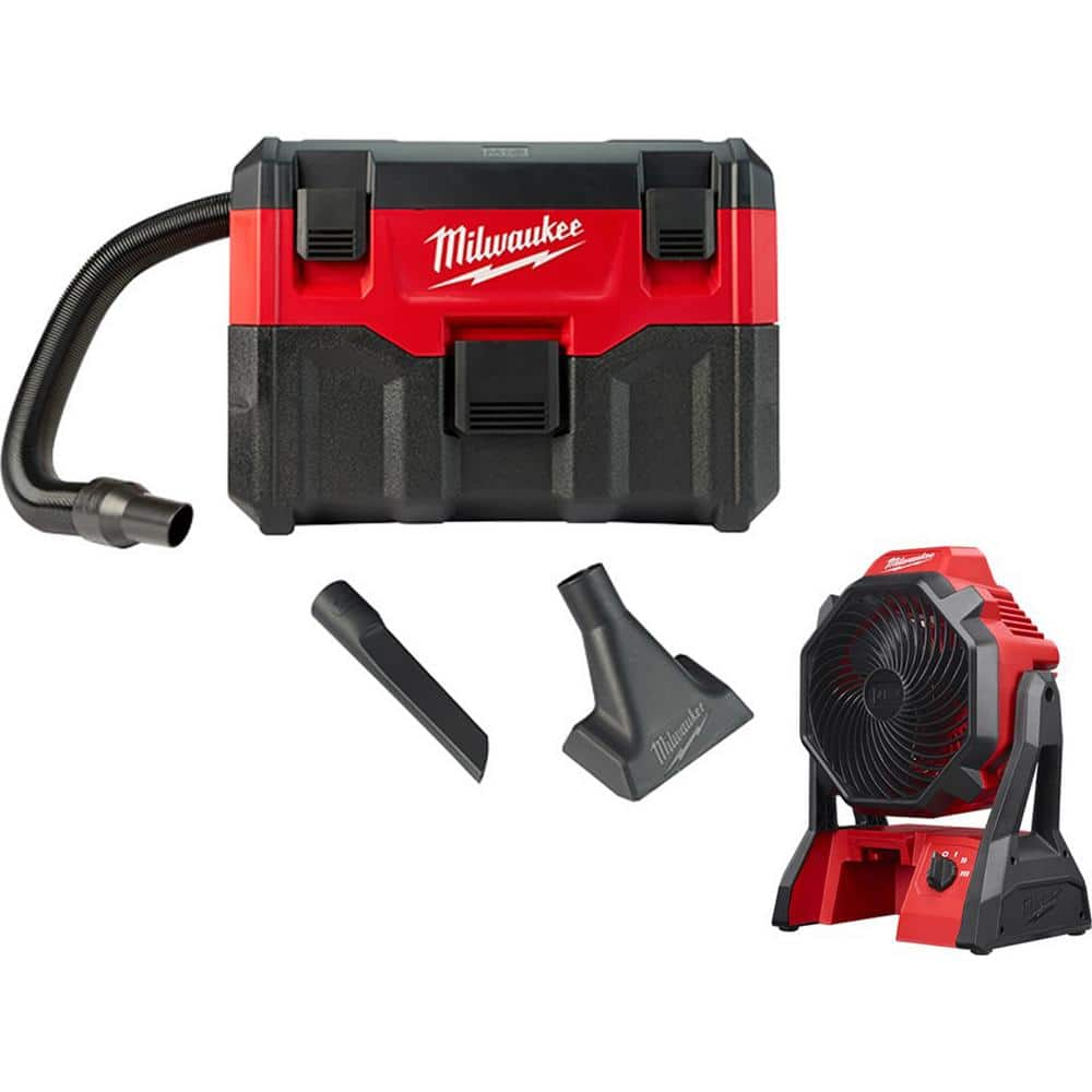 M18 18-Volt 2 Gal. Lithium-Ion Cordless Wet/Dry Shop Vacuum with M18 Jobsite Fan (2-Tool) -  Milwaukee, 0880-20-0886-20