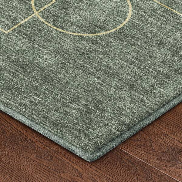 Mayfield Premium Machine Washable Abstract AMF2500 Basil 3 ft. x 5 ft. Area Rug