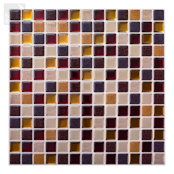 Tic Tac Tiles Square Maple 12 in. W x 12 in. H Peel and Stick Decorative Mosaic Wall Tile Backsplash (10-Tiles)