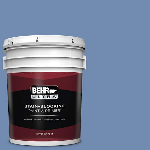 BEHR ULTRA 5 gal. #590D-5 Windsurf Blue Flat Exterior Paint & Primer