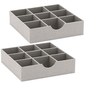12 in. x 3 in. Silver 3 Section Hardsided Linen 2-Drawer Storage