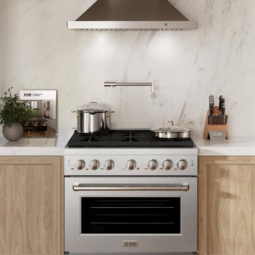 ZLINE 36" Stainless Steel Gas Range with Brass Burners and Convection Oven