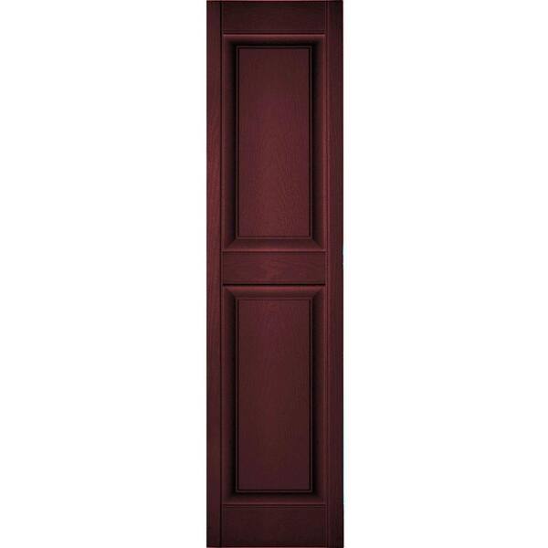Ekena Millwork 12 in. x 57 in. Lifetime Vinyl TailorMade 2 Equal Raised Panel Shutters Pair Bordeaux