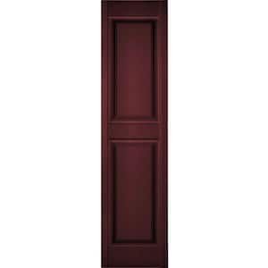 14-1/2 in. x 74 in. Lifetime Vinyl TailorMade 2 Equal Raised Panel Shutters Pair Bordeaux