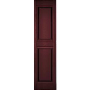 14-1/2 in. x 80 in. Lifetime Vinyl Custom 2 Equal Raised Panel Shutters Pair Bordeaux