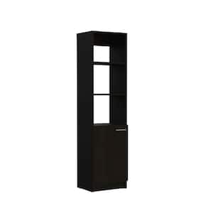13.03 in. W x 10.4 in. D x 63.8 in. H Black Linen Cabinet Storage Cabinet with 5 Shelves and 1 Door