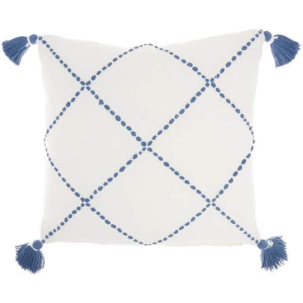 Mina Victory Lifestyles Blue Geometric 20 in. x 20 in. Throw Pillow