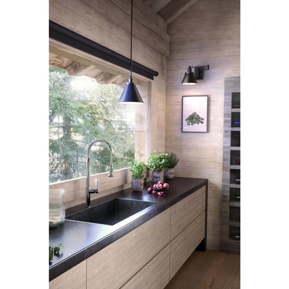 Progress Lighting Hinton 1-Light Matte Black Industrial Pendant