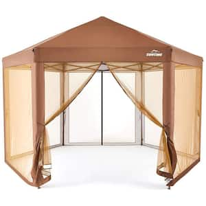 13 ft. x 13 ft. Coffee Brown Pop Up Instant Canopy, Garden Backyard Party Tent Gazebo with Sidewalls