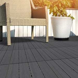 1 ft. W x 1 ft. L 6 Patio Tiles Woodgrain Wood/Polypropylene Interlocking Deck Tile Flooring in Gray
