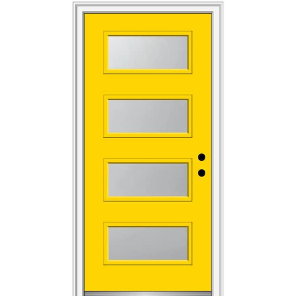 MMI Door 32 in. x 80 in. Celeste Left-Hand Inswing 4-Lite Frosted Glass Painted Steel Prehung Front Door on 6-9/16 in. Frame
