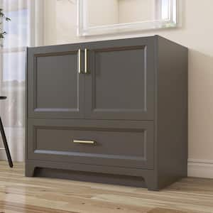 36 in. W x 21.5 in. D Bath Vanity Cabinet without Top Solid Wood Bathroom Vanity Base in Dark Gray Assembled