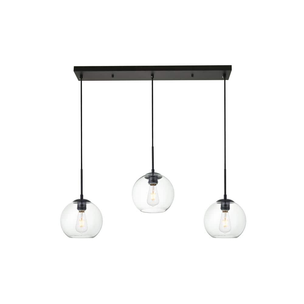 Timeless Home Blake 3-Light Black Rectangular Pendant with 7.9 in. W x 7.1 