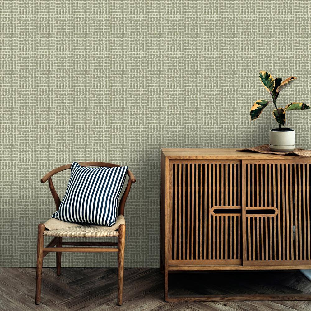 Green Basket Weave Non-pasted Wallpaper 396 in x 20.8 in