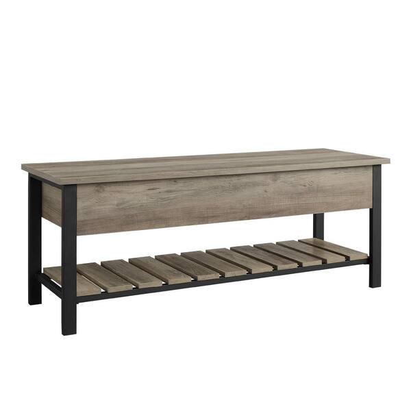 Walker Edison Entryway Mudroom Bench with Shoe Rack 48 Gray Wash