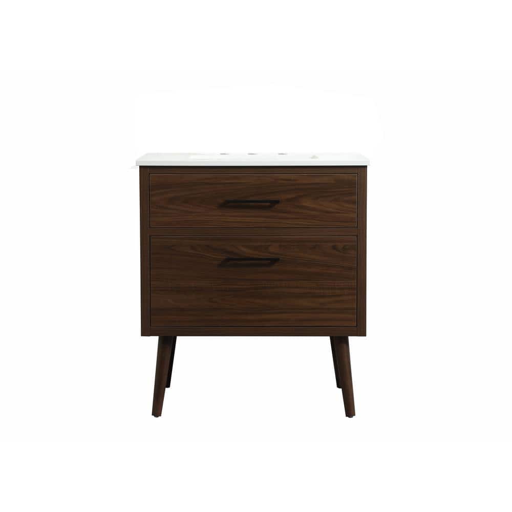 Timeless Home 30 in. W x 22 in. D x 33.5 in. H Bath Vanity in Walnut with I