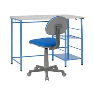 Study Zone II 39.25 in. Width Rectangular Blue Student Writing Desk and Task Chair Set