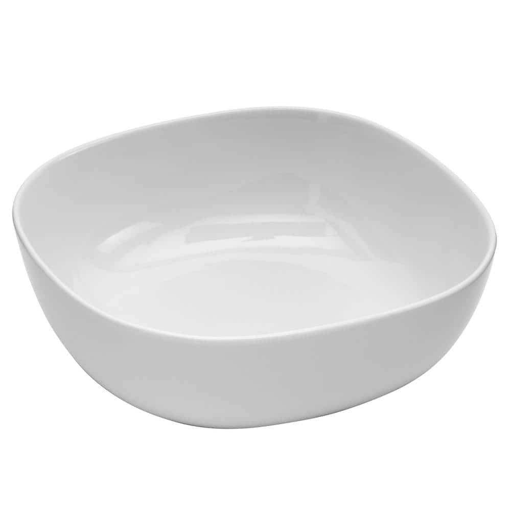 White Ceramic Microwave Safe Serving Bowl Set, 3 Piece