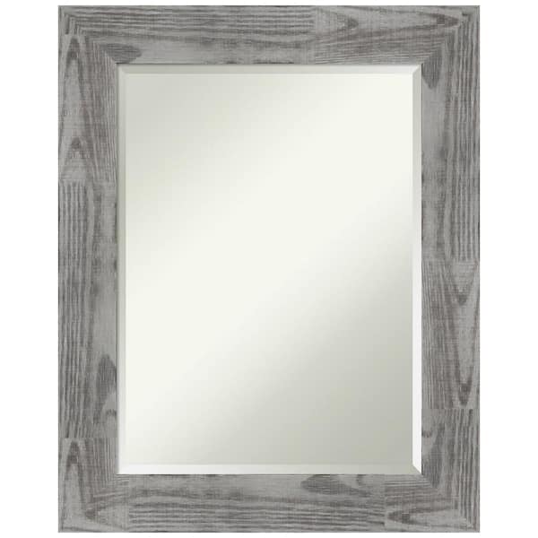 Amanti Art Bridge Grey 24 in. W x 30 in. H Wood Framed Beveled Bathroom Vanity Mirror in Gray