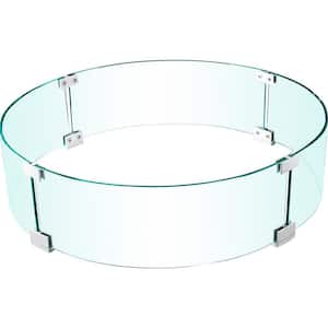 Fire Pit Wind Guard 23 x 23 x 8 in. Glass Flame Guard 1/4 in. Thick Round Glass Shield