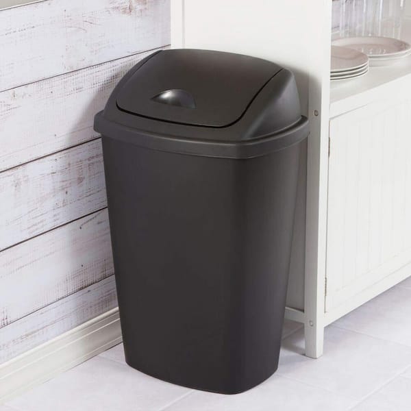  Rubbermaid Spring Top Kitchen Bathroom Trash Can with Lid, 13- Gallon, White, Plastic Garbage Bin/Wastebasket for  Home/Kitchen/Bathroom/Garage : Everything Else