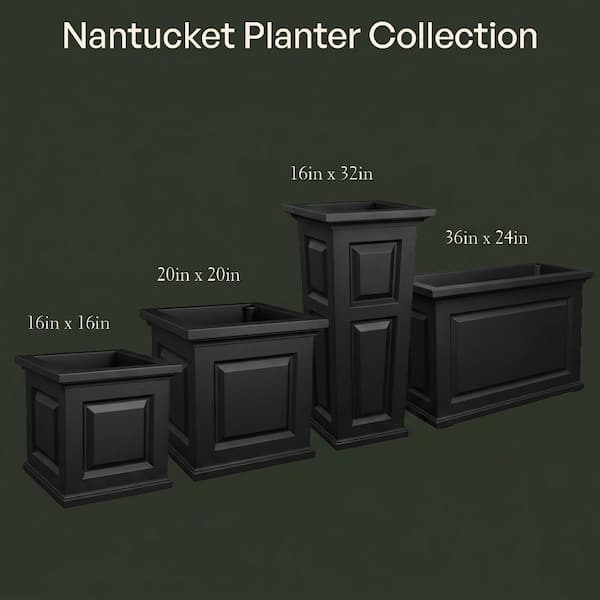 Mayne Nantucket 16 in. Square Self-Watering Espresso Polyethylene