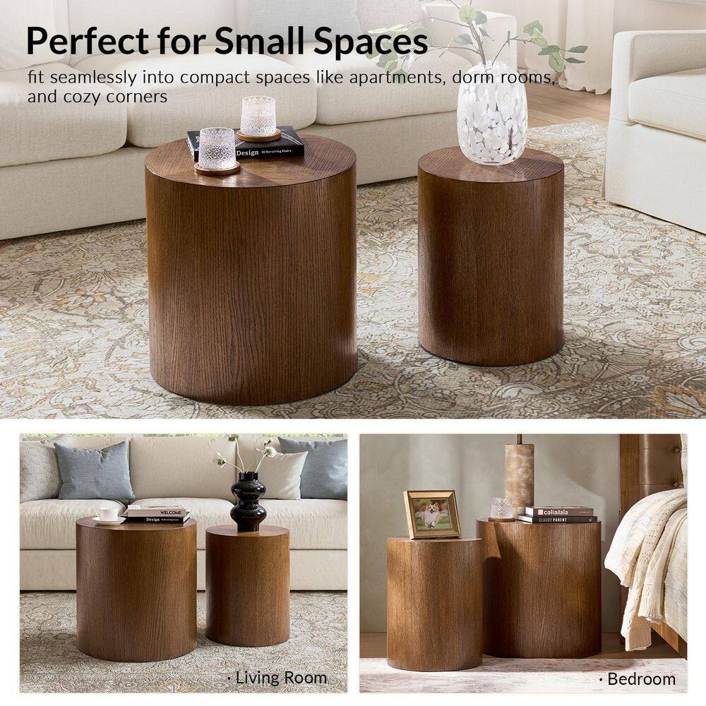 Lisa 20 in. Walnut Round Wood End Table with No Assembly Required - thumbnail 6
