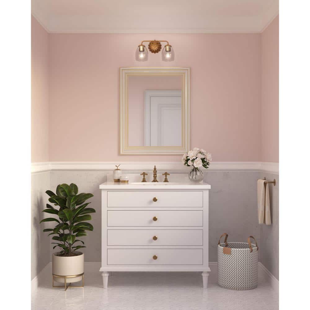 Quillan 14.5 in. 2-Light Soft Gold Vanity Light with Clear Glass Shade price history on PriceWatchPro
