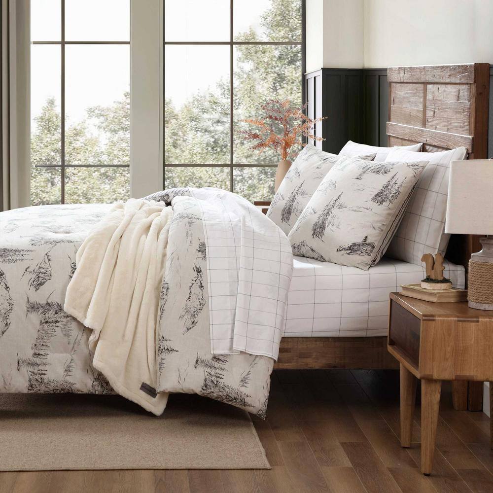 Twin Grey Cotton Winter Bedspread Cover Set with Stripes