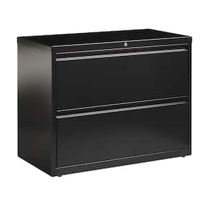 36 in. W 2-Drawer Black Metal Lateral File Cabinet for Home and Office, Holds Letter, Legal and A4 Hanging Folders