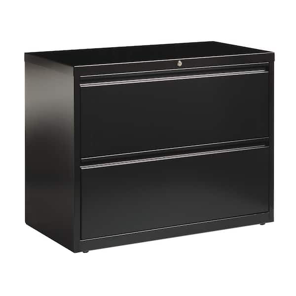 Hirsh 36 in. W 2-Drawer Black Metal Lateral File Cabinet for Home and Office, Holds Letter, Legal and A4 Hanging Folders