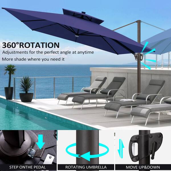 10 offset patio hanging umbrella 10' Round Hanging Offset Cantilever Umbrella w/ Polyester Canopy,Beige Vitarpatio