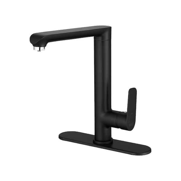 Single Handle Bar Faucet with Deck Plate in Matte Black