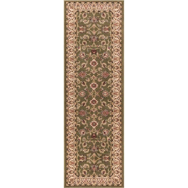 Barclay Sarouk Green 2 ft. x 7 ft. Traditional Floral Runner Rug