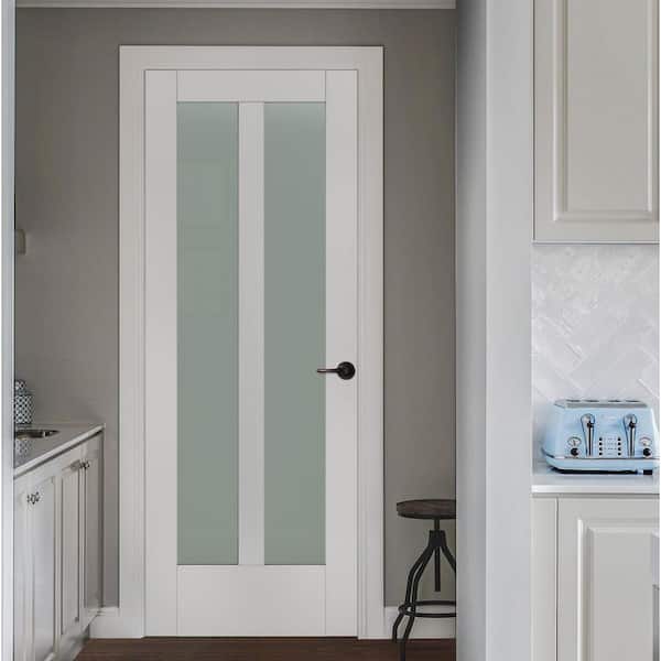 32 in. x 80 in. MODA Primed PMT1024 Solid Core Wood Interior Door Slab w/Translucent Glass