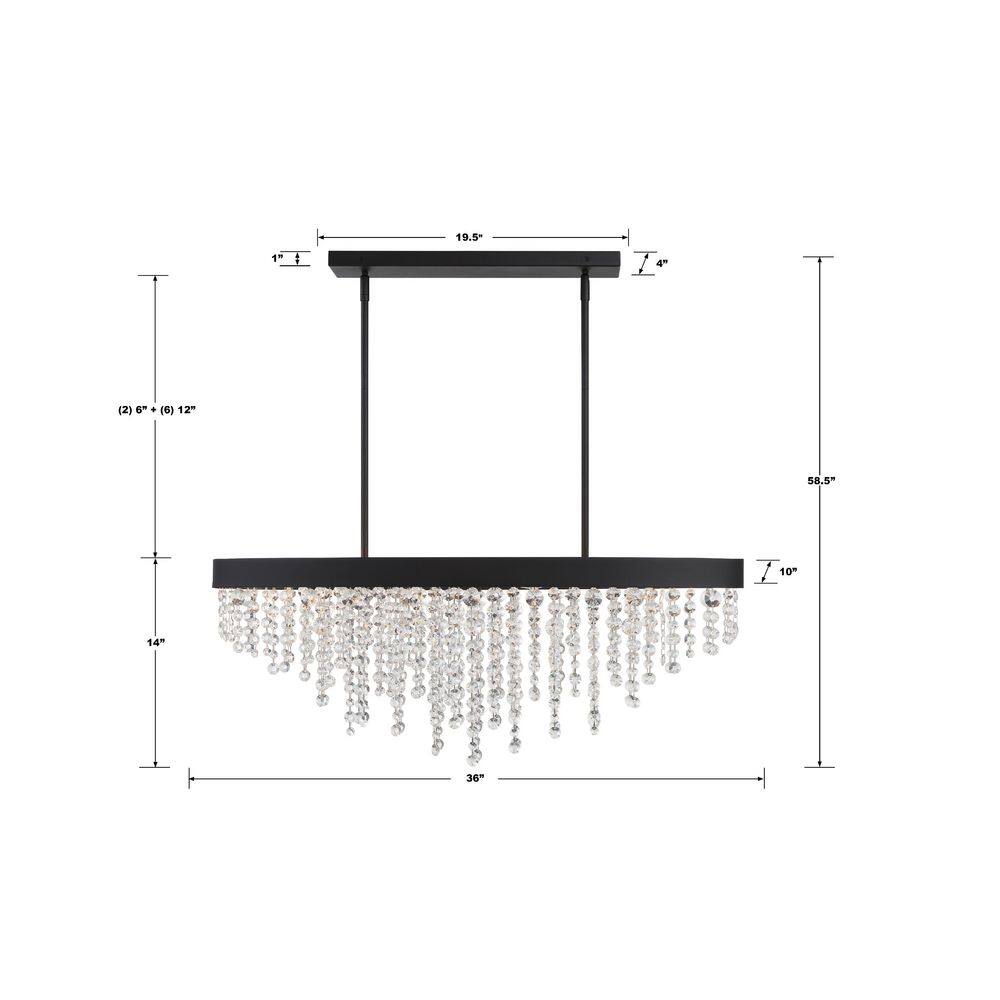 Black Forged 8-Light Chandelier with Hand Cut Crystal