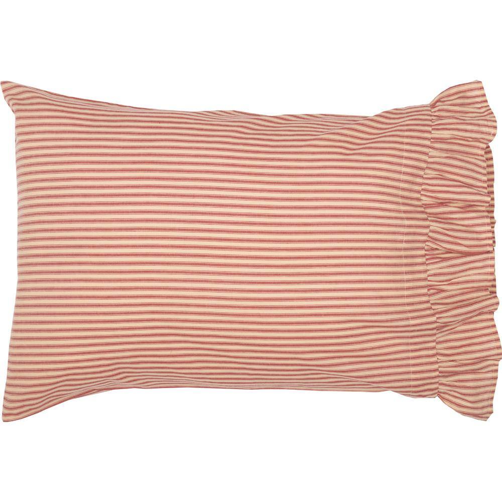 Sawyer Mill Red and Tan Cotton Striped Standard Pillowcase Set