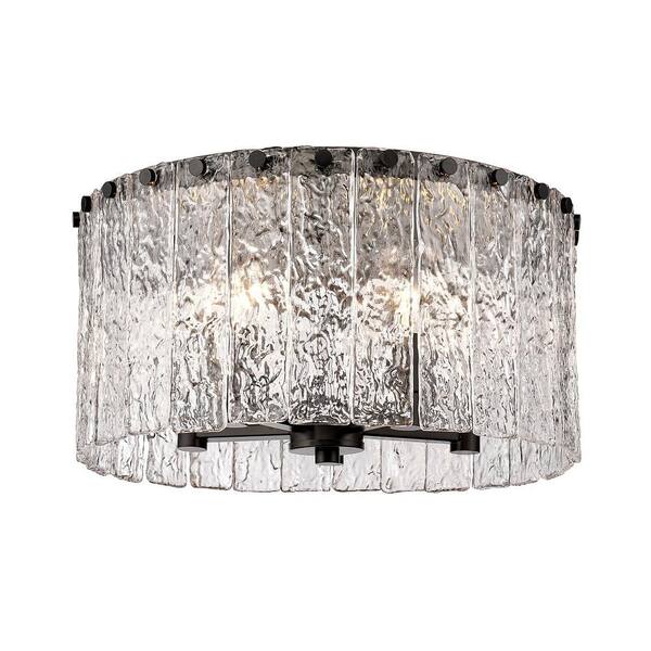 Unbranded - Glacier 16.75 in. 5-Light Matte Black Flush Mount