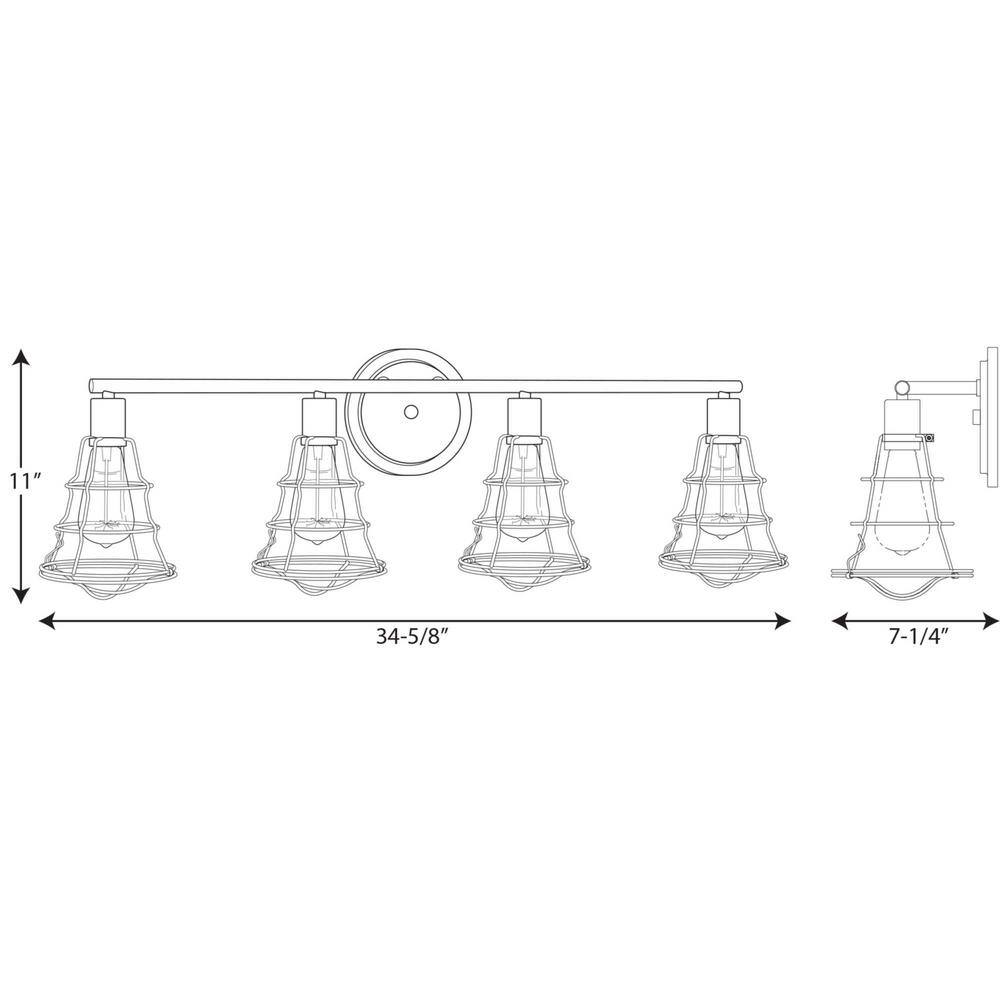 Graphite and Nickel Industrial 4-Light Bath Vanity Fixture