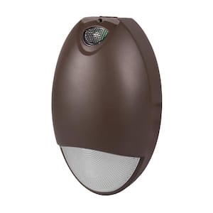 EOT Series 75-Watt Equivalent Integrated LED Bronze Outdoor Teardrop Emergency Wall Pack Light with Photocell, 2700K