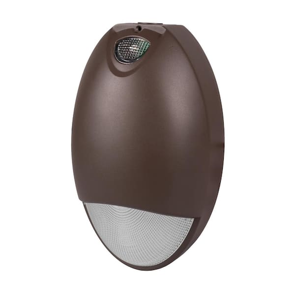 NICOR EOT Series 75-Watt Equivalent Integrated LED Bronze Outdoor Teardrop Emergency Wall Pack Light with Photocell, 2700K