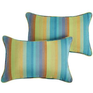 Sunbrella Blue Stripe Rectangular Outdoor Corded Lumbar Pillows (2-Pack)