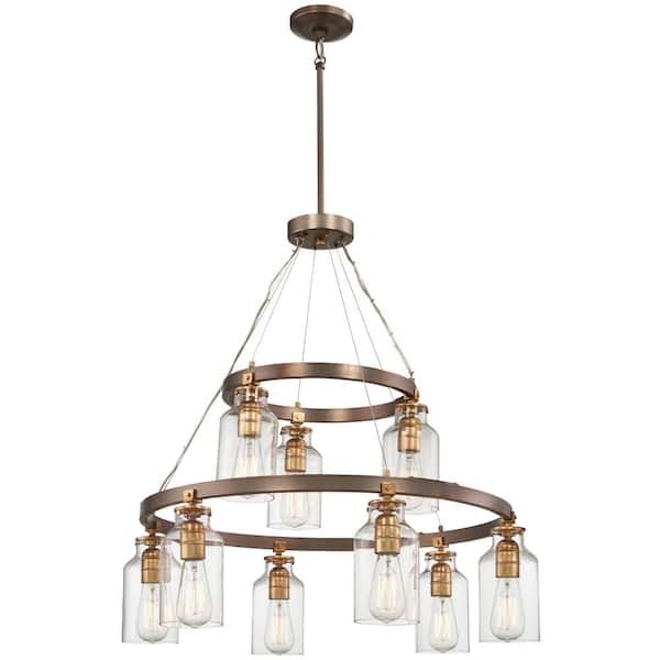Morrow 9-Light Harvard Court Bronze with Gold Highlights Chandelier